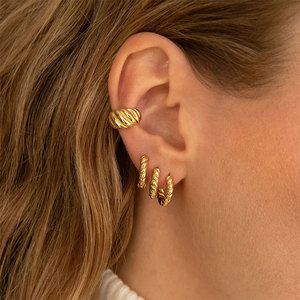 ROXI Fashion - Pendientes de Clip con Baño de Oro de 18K, Diseño Grueso y Trenzado, para Mujer - Product Image 5