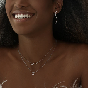 Collier Simple en argent sterling 925 avec <span class=keywords><strong>logo</strong></span> personnalisé, chaîne en or 18 k et <span class=keywords><strong>diamant</strong></span> ondulé - Product Image 4