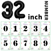 Ballons numériques noirs de 32 pouces dans un emballage individuel, ballons en aluminium numérique haut de gamme