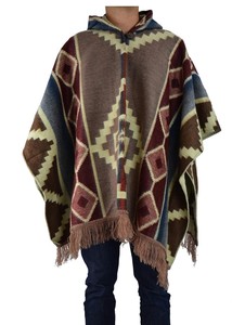2025 mùa đông Mexico người đàn ông dệt kim hoodie Poncho tây nam navajo Aztec áo phong cách Polyester bản địa thiết kế khăn choàng - Product Image 3
