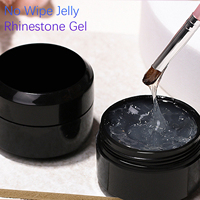 Gel de Base Marque Blanche 20g Semi-Solide Épais pour Poudre à Ongles Chromée Transparent Sans Résidu, Top Coat Gel Effet Miroir Chromé, Strass pour Ongles