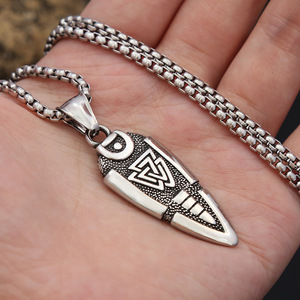 Yunnique-collar de acero inoxidable para hombre, colgante de flecha, logotipo triangular vikingo, joyería de moda, regalo - Product Image 4