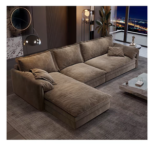 Sofá de Tela con Orejas de Elefante, Estilo Italiano Minimalista, Asiento Extra Profundo y Amplio, Sofá Recto - Product Image 3