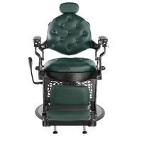 Chaises de coiffure vertes pour hommes Chaise de spa pour le visage pour la coupe de la barbe Cadre en alliage d'aluminium Chaise de salon de coiffure à vendre