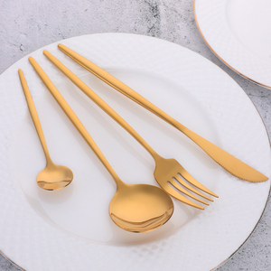 Bồ Đào Nha dao kéo bạc vàng mỏng <span class=keywords><strong>Flatware</strong></span> <span class=keywords><strong>Set</strong></span> gương đánh bóng dao muỗng nĩa cho Đảng đám cưới - Product Image 3