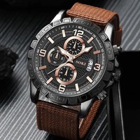 Pria 0201 4pcs/set Set Jam Tangan Pria Baru Keren Jam Tangan Quartz Tiga Mata Palsu