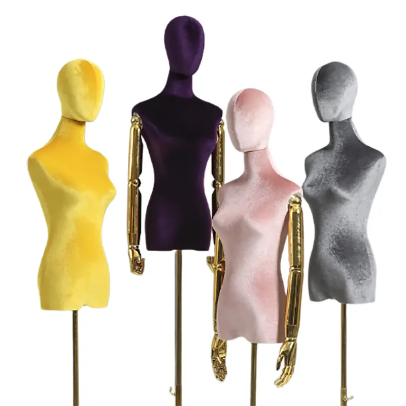 Mode Halbkörper Farbe Samt echte realistische weibliche Schaufenster puppe mit Arm Dummy Torso Kleidung Display Schaufenster puppen weibliche Anzeige