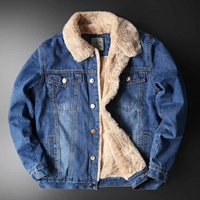 Veste en jean vintage pour homme, style streetwear, en laine d'agneau, col montant, logo sur le devant, épaisse, hiver, grande taille, imperméable, respirante