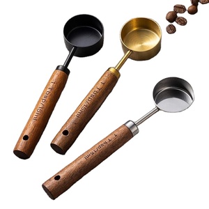 Gold Stainless Steel Precise 15ml <b>Measuring</b> <b>Spoon</b> Wood Handle Coffee Powder Milk Powder Coffee Beans Modern Minimalist LS05 - Product Image 1