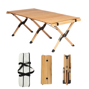 Table pliante d'extérieur en bois de hêtre personnalisable pour le camping, les pique-niques et les voyages – Vente en gros - Product Image 1