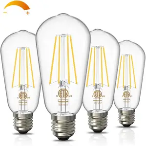 JESLED Hot Sales Indoor 4W 6W 8W Dimmable LED Edison Bulbs E27 E26 E14 B22 LED Filament Bulb A19 A60 SMD LED Lights For Home OEM