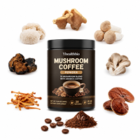 Yhealthbio Mélange de 10 types de champignons en poudre, café instantané soluble, boisson en poudre, logo personnalisé, emballage personnalisé