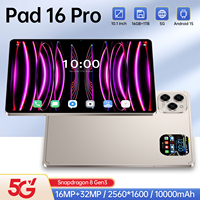 Tablet PC Pad 16 Pro de 11 Pulgadas, Nueva, con MTK, 16GB+1TB, 108MP, 8000mAh, 5G, 3G, LTE, WiFi, Doble SIM, Reconocimiento Facial, Multilingüe