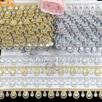 Nouvelle chaîne en plastique acrylique en forme de goutte d'eau de 2,7 cm, à coudre, avec strass, pour accessoires de vêtements de fête du rentrée scolaire au Texas et de carnaval