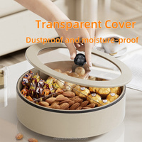 Boîte de rangement ronde pour snacks Boîte de rangement pour snacks en cuir PU souple de haute qualité avec couvercle et fond rotatif