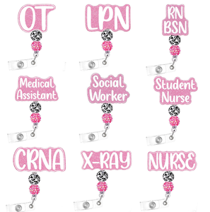 Accessoires pour infirmières médicales, porte-badge à paillettes RN CNA LPN avec perles, porte-badge d'identification pour étudiants en soins infirmiers, travailleurs sociaux - Product Image 1