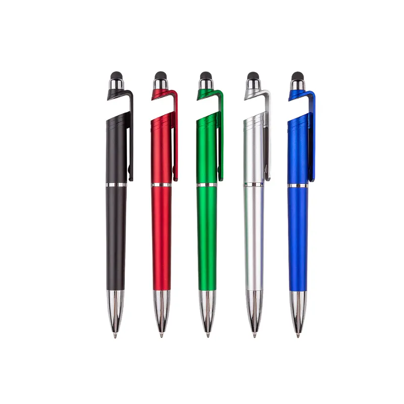 Yardımcı çok fonksiyonlu promosyon plastik tükenmez kalem telefon tutucu stylus dokunmatik 5 renk siyah kırmızı mavi yeşil gümüş stokta