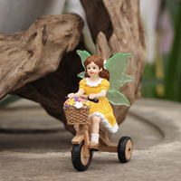 Figurine de fée à trois roues avec ailes lumineuses, prête à être expédiée, statue d'extérieur en résine imperméable, livraison rapide