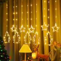 Guirlandes lumineuses décoratives de Noël, étoiles, lune, flocons de neige, rideaux lumineux féériques, lumières d'ambiance en forme de glaçons, 8 fonctions, télécommande USB