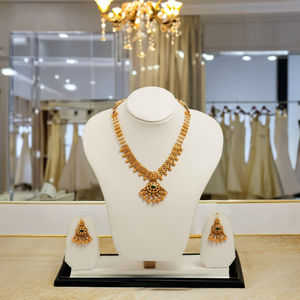 Conjunto de collar de oro puro de 22K, joyería nupcial hecha a mano para bodas y uso festivo - Product Image 1