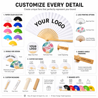 Éventails pliants en papier et bambou de 23 cm, multicolores, avec logo personnalisé, en bois et tissu de soie, pour cadeaux de mariage – Vente chaude