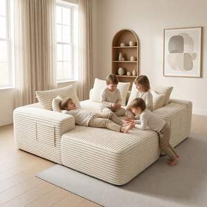 Sofá Seccional Modular Comprimido en Forma de L, Sofá Sin Estructura Tipo Nube de 3 Plazas Tapizado con Chaise Longue y Asiento Profundo para el Hogar - Product Image 5