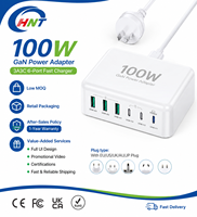 Chargeur mural rapide HNT 100W GaN USB C 3A3C 6 ports avec 3 USB C 3 USB A PD65W pour ordinateur portable, téléphone, tablette, prise EU US UK AU