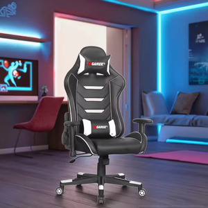 Silla de Oficina y Gaming Económica de Piel Sintética con Altura Ajustable, Base Giratoria de Hierro, Luces RGB, Modelo 5959 - Product Image 1