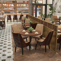 Ensemble de chaises de table à manger en cuir et bois massif pour restaurants cafés-Meubles personnalisables en gros pour café restaurant