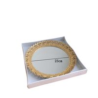 Miroir de courtoisie mural/de table de luxe Art Déco en plastique fait main, écologique, réglable, avec cadre en or blanc