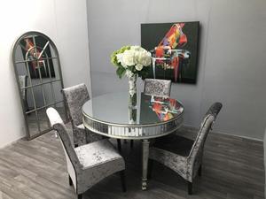 Elegante <span class=keywords><strong>Tavolo</strong></span> <span class=keywords><strong>da</strong></span> <span class=keywords><strong>Pranzo</strong></span> Rotondo <span class=keywords><strong>con</strong></span> Specchio e <span class=keywords><strong>Piano</strong></span> <span class=keywords><strong>in</strong></span> <span class=keywords><strong>Vetro</strong></span> Argentato Anticato - Product Image 5