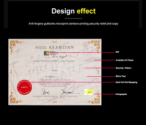 प्रमाणिकता पुरस्कार प्रमाण पत्र का अनुकूलित मुद्रण सुरक्षा पेपर डिग्री प्रमाण पत्र स्कूल स्नातक प्रमाण पत्र - Product Image 2