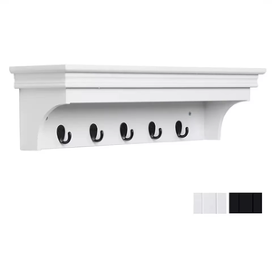 Estante de Pared de Madera, Estante Flotante de Esquina con Ganchos, con Certificado - Product Image 3