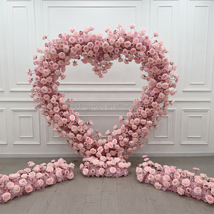 <span class=keywords><strong>Arche</strong></span> de <span class=keywords><strong>mariage</strong></span> avec arrangement de roses artificielles en forme de cœur, étagère en forme de cœur rose, <span class=keywords><strong>arche</strong></span> <span class=keywords><strong>ronde</strong></span>, toile de fond - Product Image 1