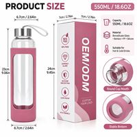 Gobelet en verre pur et frais de couleur unie avec couvercle en silicone 550 ml/18,6 oz, sans danger pour les aliments, compatible lave-vaisselle, portable pour l'extérieur, avec corde de levage, pour le sport