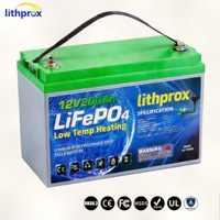 Batería de Litio de Ciclo Profundo 12.8V 200AH Grado A LiFePO4 con Calefacción para Almacenamiento Doméstico, BMS Inteligente, RS485, Conector Anderson, CE, RoHS, IP67, OEM, ODM