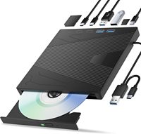 Unidad de DVD/CD Externa USB3.0 Tipo-C 7 en 1, Lector de Tarjetas SD/TF Integrado, Hub USB, Grabador/Grabadora para Windows, Linux, Laptop, Escritorio