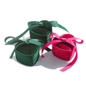 Custom Jewelry <b>Box</b> Packaging Velvet Wedding <b>Ring</b> Earrings Pendant Jewellery Packaging <b>Box</b> Round Pink <b>Ring</b> <b>Box</b> with Ribbon - Product Image 6