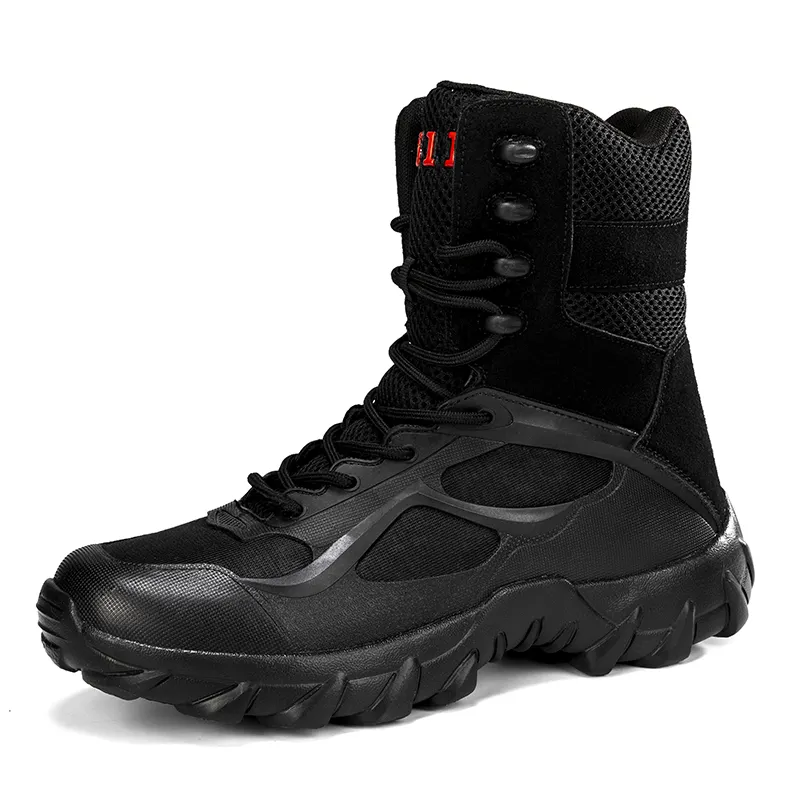 Botas táticas de trabalho masculinas couro moto combate tamanho grande EVA camurça falsa sapatos de inverno para homens borracha