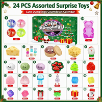 Calendrier de l'Avent de Noël, calendrier de compte à rebours de 24 jours avec de jolis jouets en forme de boulettes pour enfants, ensemble cadeau de Noël