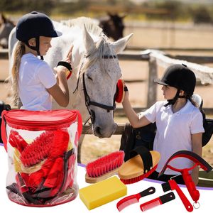 <span class=keywords><strong>Horse</strong></span> Groom ing Kit Set Ausrüstung mit Zylinder beutel Reinigungs bürste Pflege set für die Pferde reinigung - Product Image 5