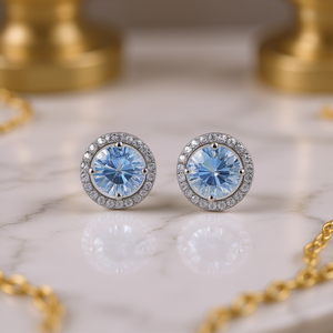 Orecchini in oro bianco con diamanti taglio brillante rotondo colore D naturali certificati GIA, gioielli classici da sposa per donna - Product Image 2