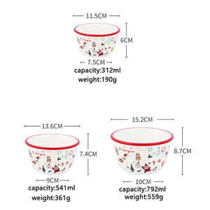 Hand-painted Ceramic Dinner <strong>Set</strong> 3 Pieces <strong>Christmas</strong> Designs Ceramic Dinnerware Plates <strong>Crockery</strong> Mixing 4.5 Inch Bowls - Product Image 5
