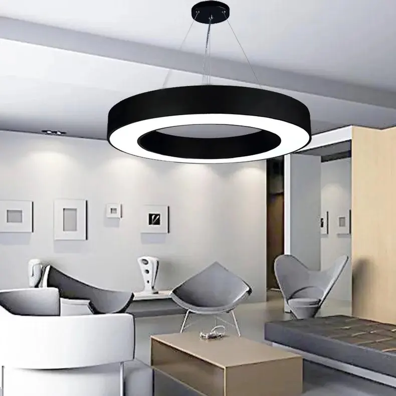 Modern Simple LED Ring Hanging Ceiling Creative LED Lamps Round White Design Chandelier For Office LED Pendant Light