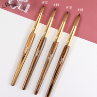Pinceaux à ongles en poils de Kolinsky 100% purs avec manche en bois, logo personnalisé, pour poudre acrylique, gel UV, vernis à ongles, pinceaux acryliques