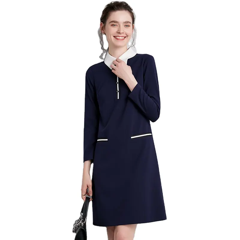 Plus Size Career Official Dresses For Ladies Office Dresses Women Formal Elegant Casual Dress With Shirt Collar