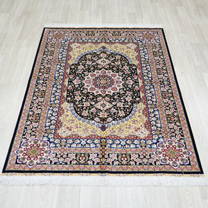 4x6ft Ấn Độ vàng toàn bộ handmade công ty trong Delhi Ba Tư lụa tự nhiên thảm - Product Image 2