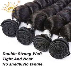 La luz del sol de cabello humano brasileño de la onda suelta paquetes de pelo con cierre 100% cabello humano rizado paquetes no Remy 4*4 Cierre de encaje - Product Image 5