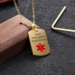 Collar con Colgante de Alerta Médica Grabado Personalizado, Tarjeta de Identificación de Emergencia de Acero Inoxidable para Pacientes Cardíacos, Información de Alergias y Medicamentos - Product Image 1