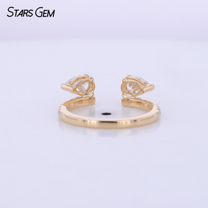 Bague unisexe de luxe Starsgem en or jaune massif 18 carats avec diamant de laboratoire taille poire 4*6mm (couleur D) 1,04 carat, design fantaisie pour usage quotidien - Product Image 3